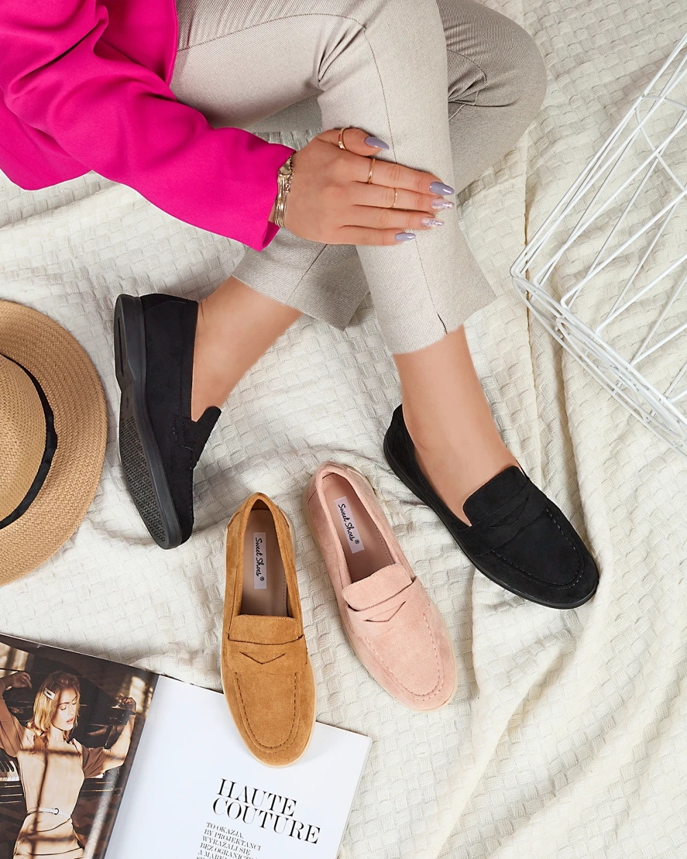 Resti Women's eco-suede moccasins in pink Daffer- Footwear