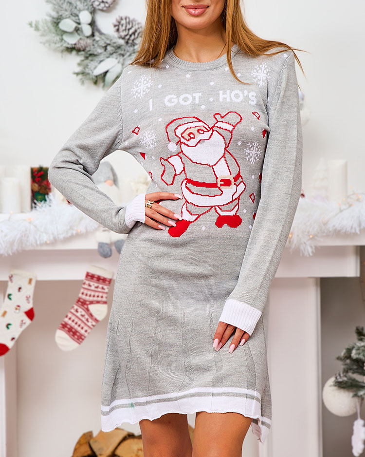 Resti Christmas Sweater Women's Dress in Gray