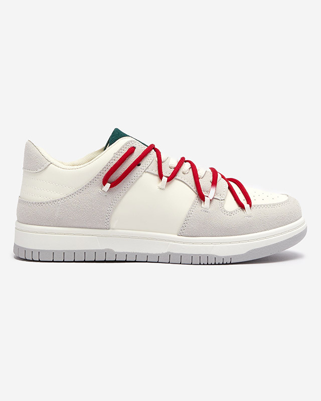 Resti White and gray women's sports sneakers with red laces Olierinc - Footwear