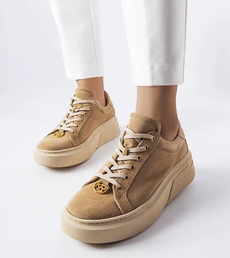 Gemre Pantofi Karino din piele de căprioară bej