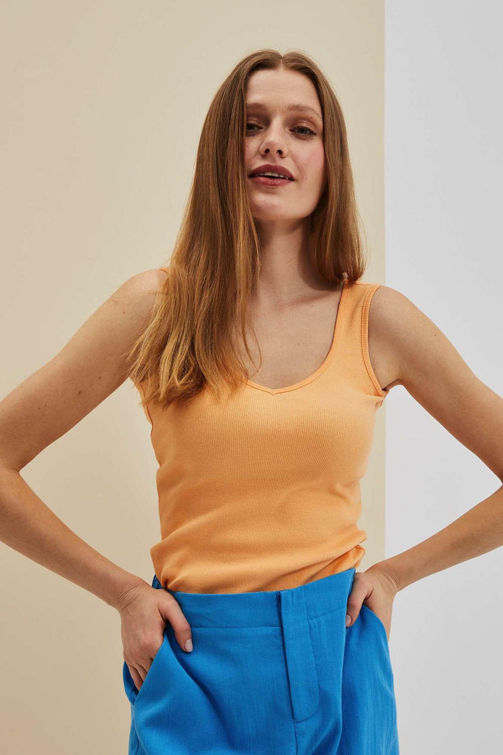 WOMEN'S TOP L-TS-4079 PEACH