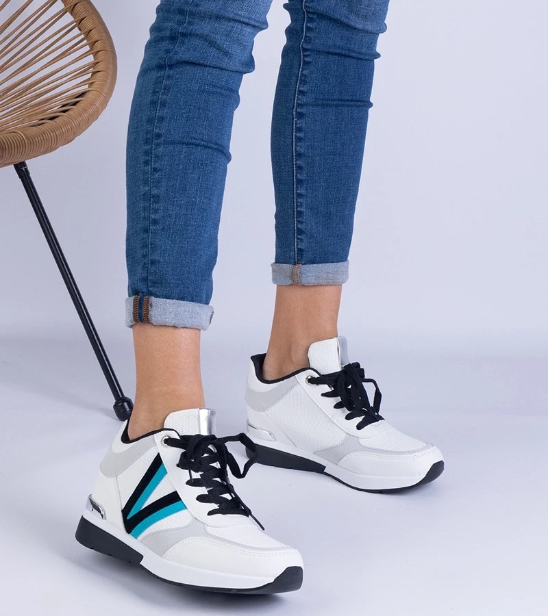 Gemre Adidași albi de damă cu platformă ascunsă Ninella