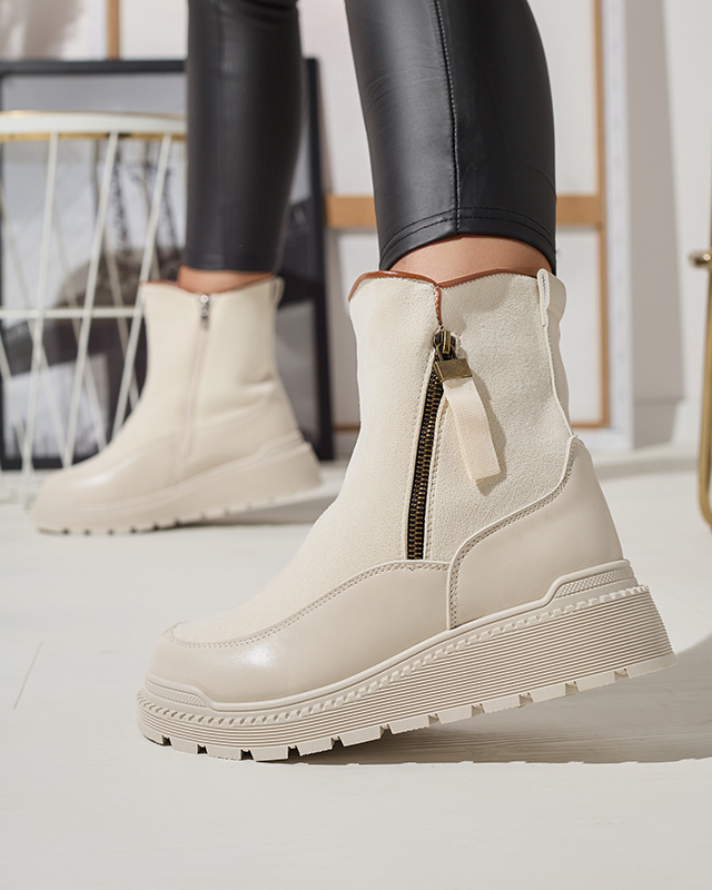 Resti Cream women&#039;s flat-heeled boots Mefina- Footwear