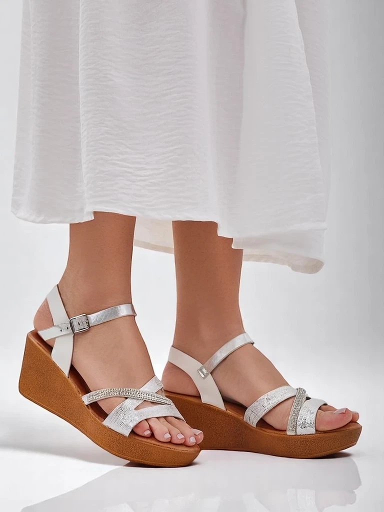 Resti Women's wedge sandals with rhinestones and glitter Eclat