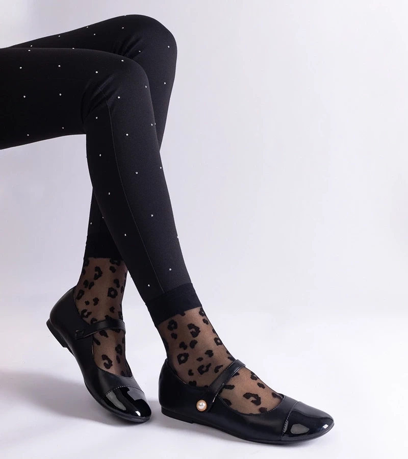 Gemre Balerini negri cu vârf lăcuit cu închidere velcro Jaures