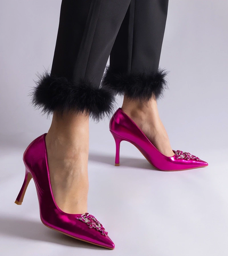 marka niezdefiniowana Pantofi stiletto roz cu pietre strălucitoare Almana