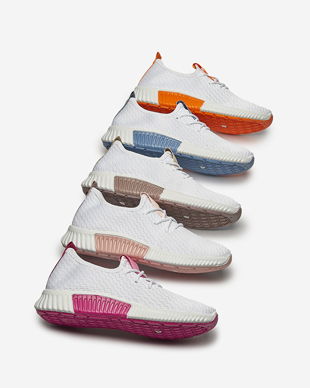 Resti White women&#039;s sports shoes with brown inserts Kedeti - Footwear