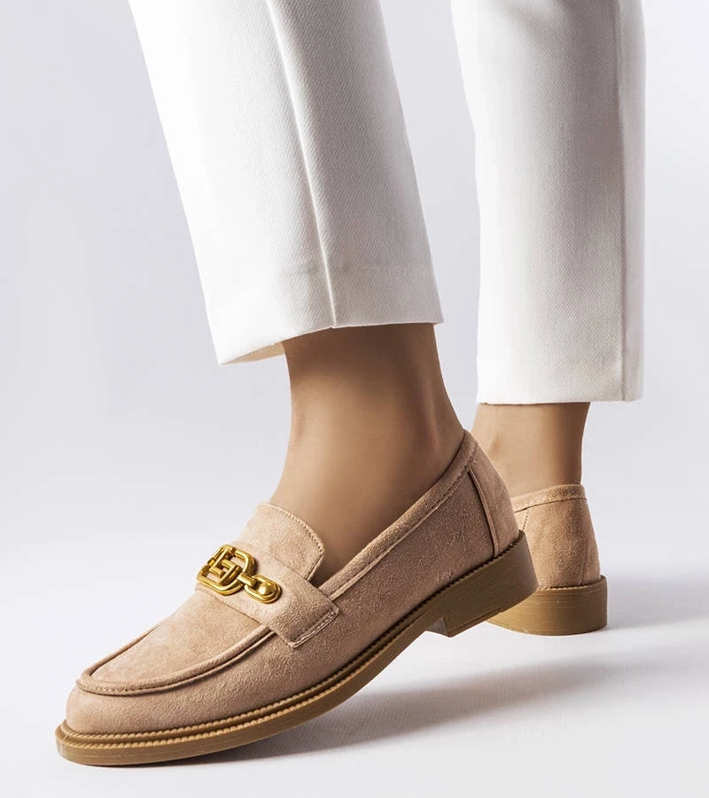 Gemre Mocasini eleganți bej cu ornament Ouellet