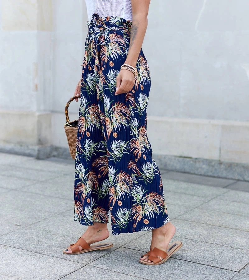 UR/CEO Navy wide pleated women's pants Sijam