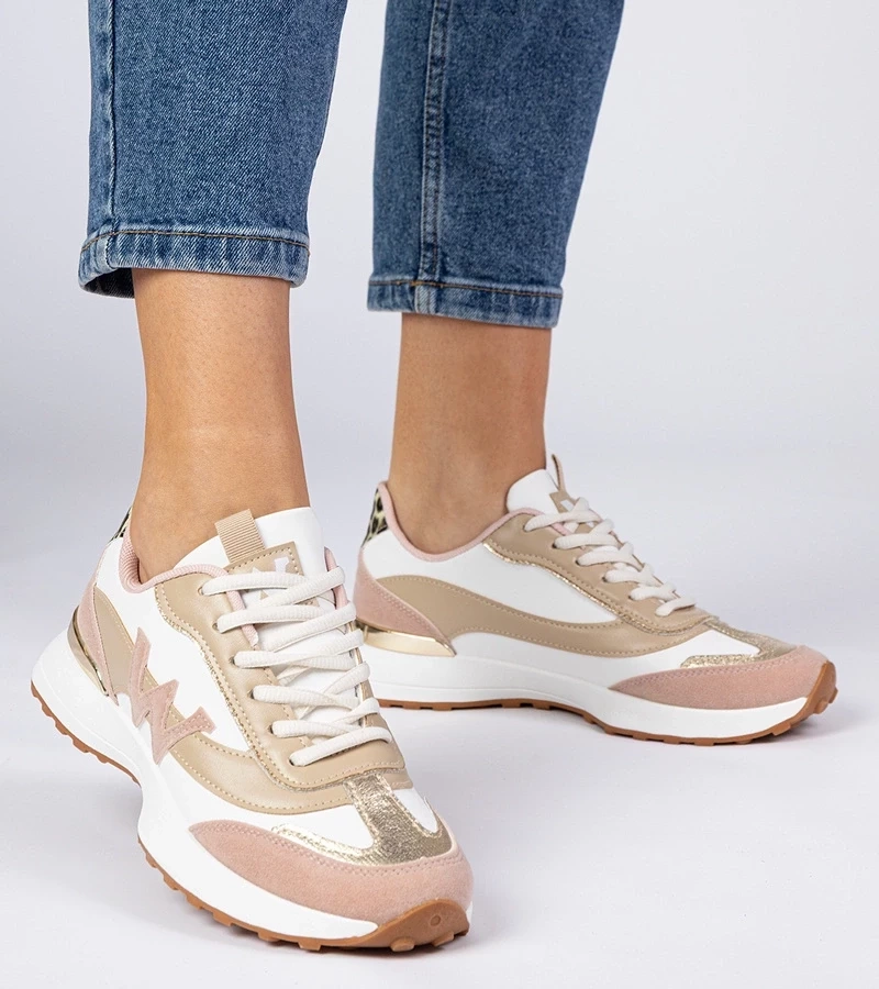Gemre Adidași damă alb-roze cu detalii leopard Kalasa