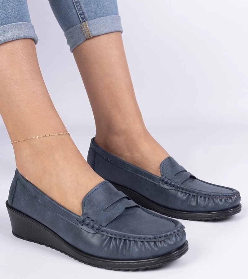 Gemre Pantofi damă bleumarin pe pană Zorani