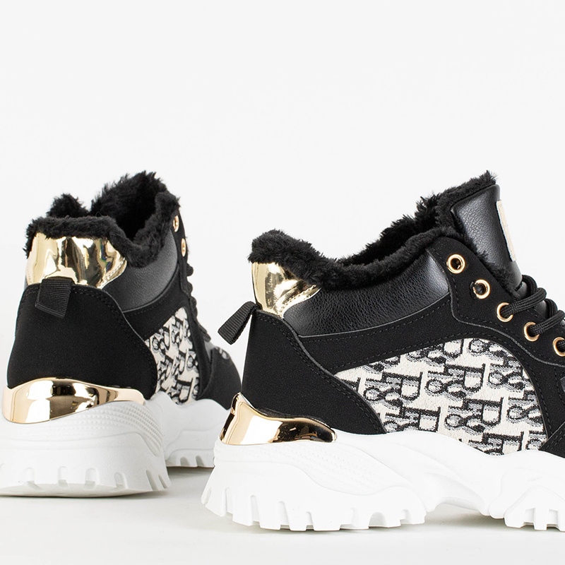 Resti Black women&#039;s sports shoes with Renoli fur - Footwear