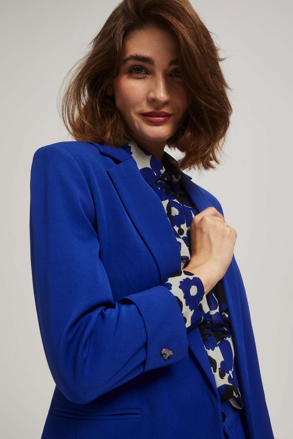 Marisse Smooth Jacket With 3/4 Sleeves, Blue