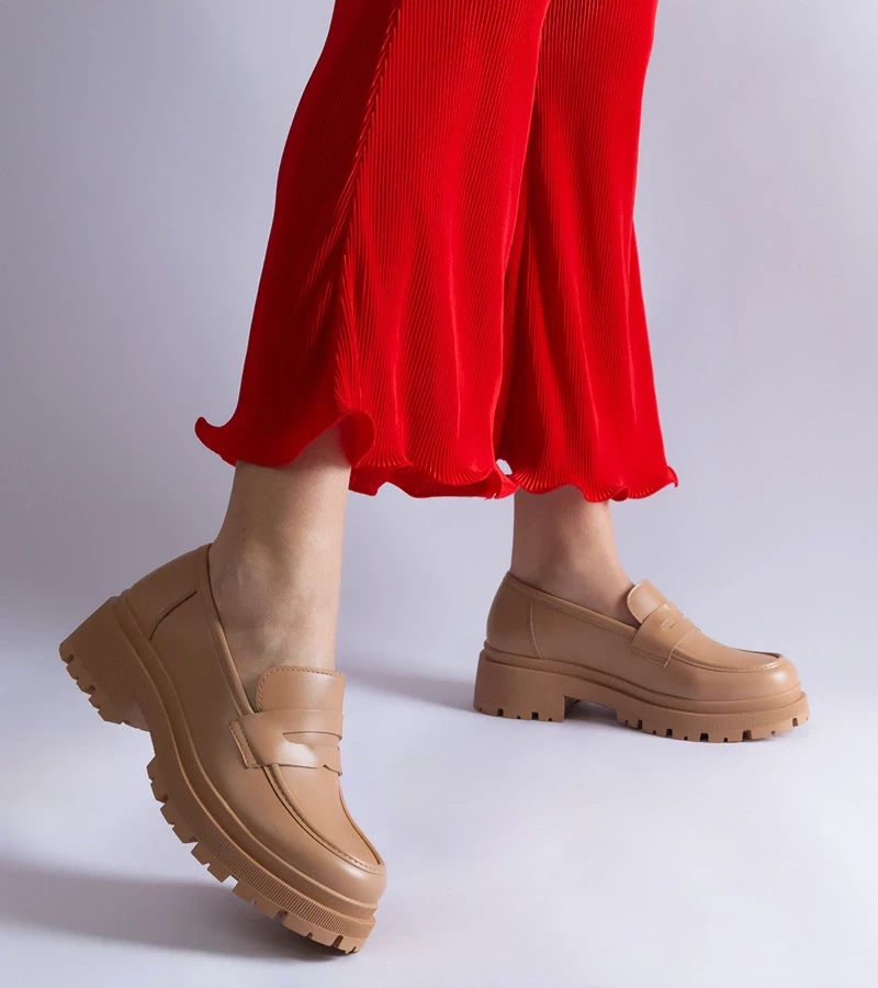 Gemre Mocasini bej închis din piele ecologică Fiorenza