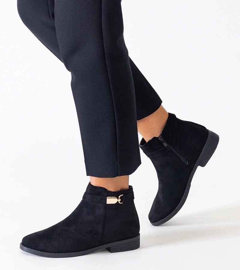 Gemre Botine negre cu inserții aurii din ecosemănătoare Casetra