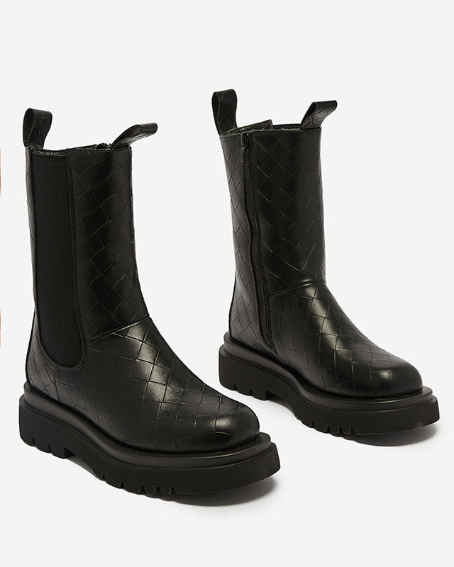 Resti Black women&#039;s boots with embossing Ahetto- Footwear
