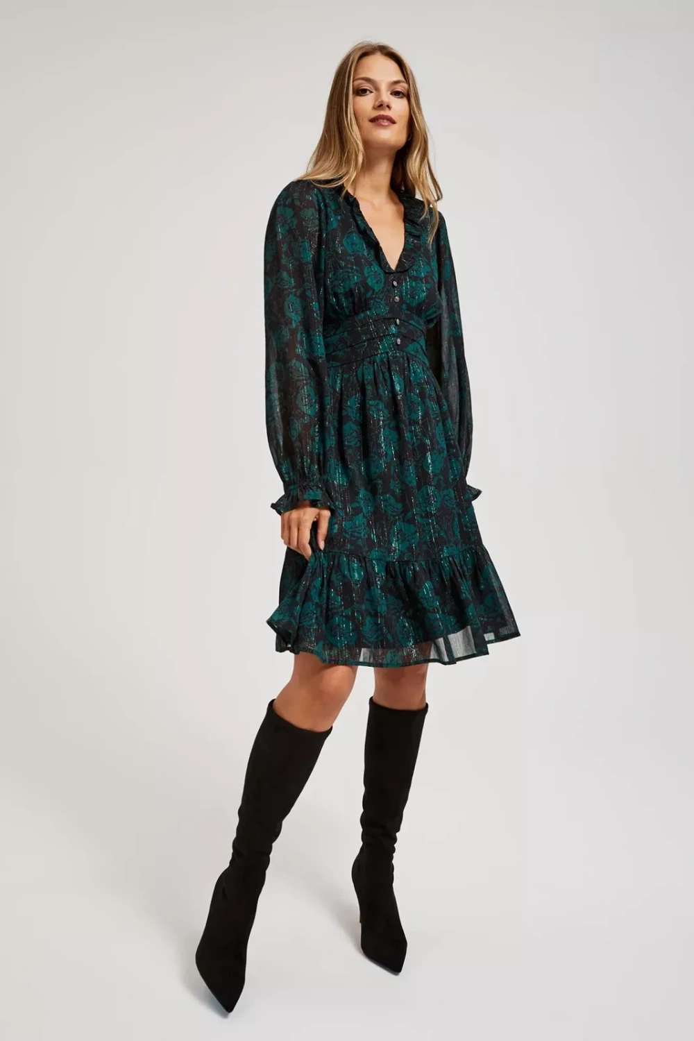 Marisse Chiffon Dress With A Floral Pattern