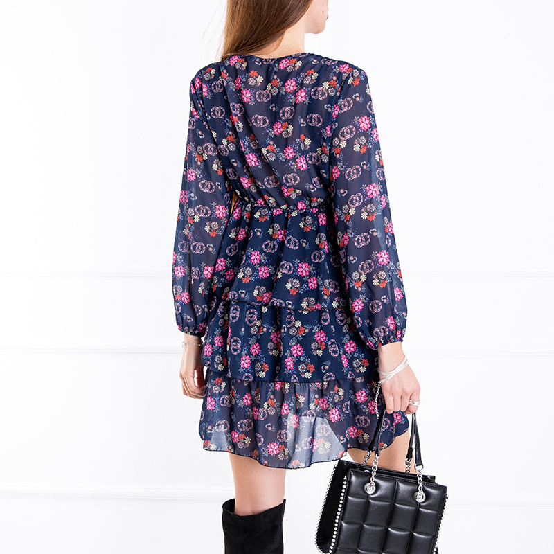Resti Navy blue women's floral dress - Clothing