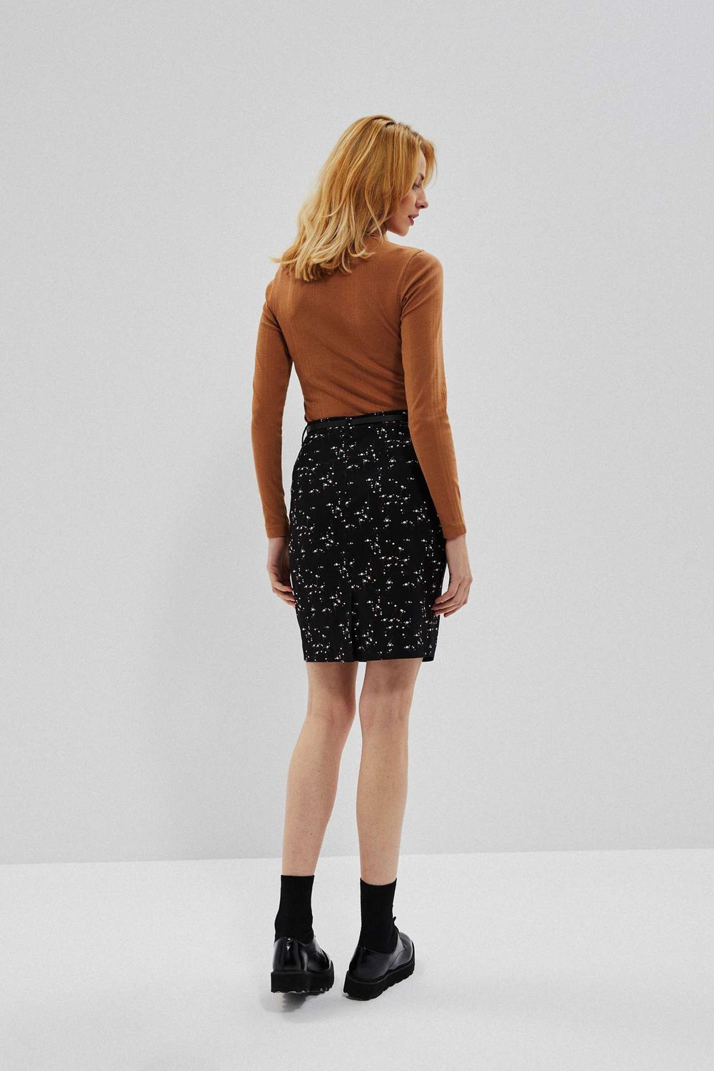Marisse Printed Pencil Skirt Z-Sc-3620 Black