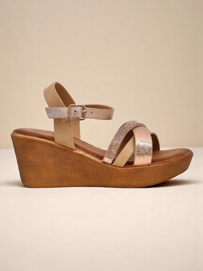 Resti Women's wedge sandals with rhinestones and glitter Glittera