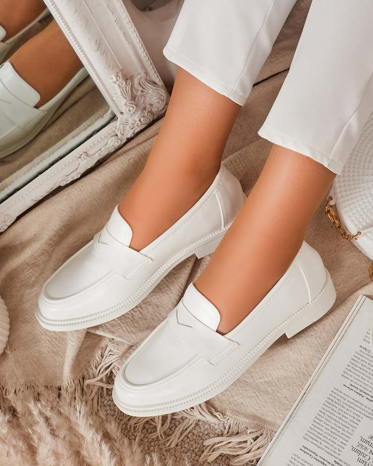 Resti White women's moccasins made of eco leather Zibom- Footwear