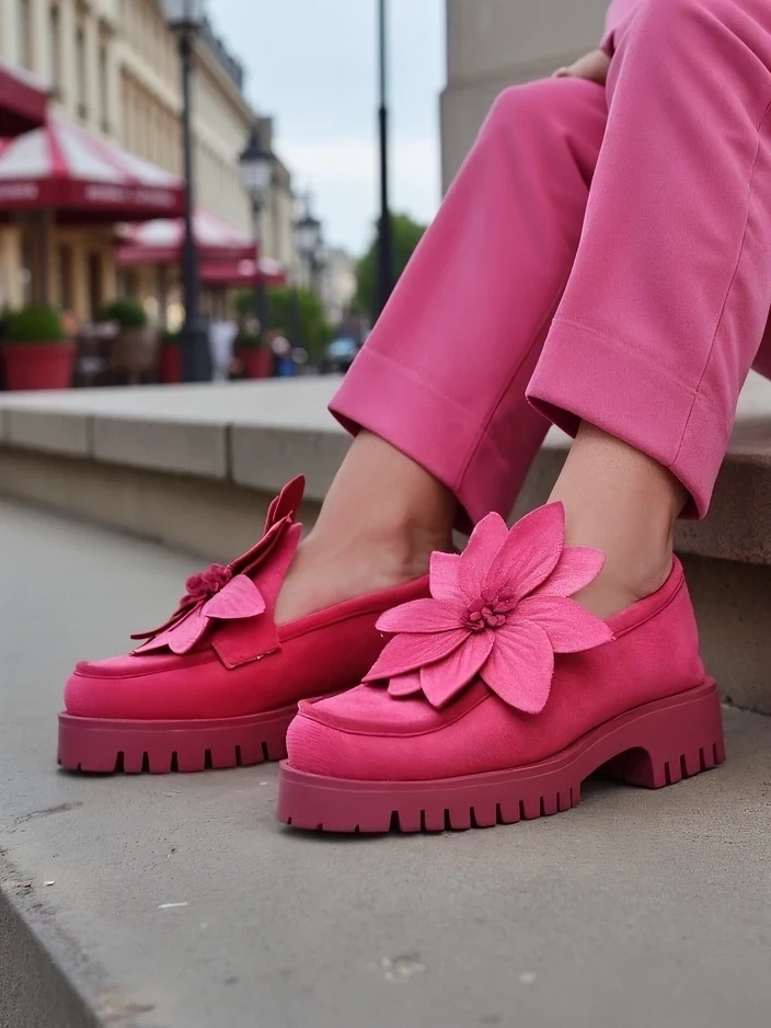 Resti Eco suede women&#039;s loafers with Floverse flower