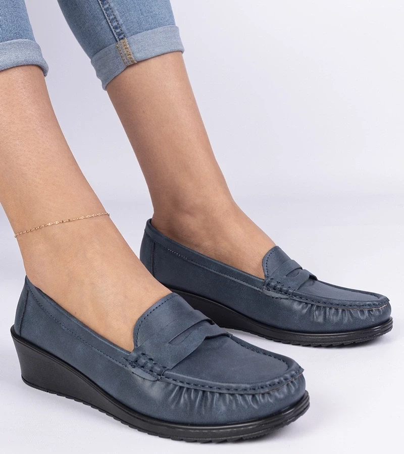 Gemre Pantofi damă bleumarin pe pană Zorani