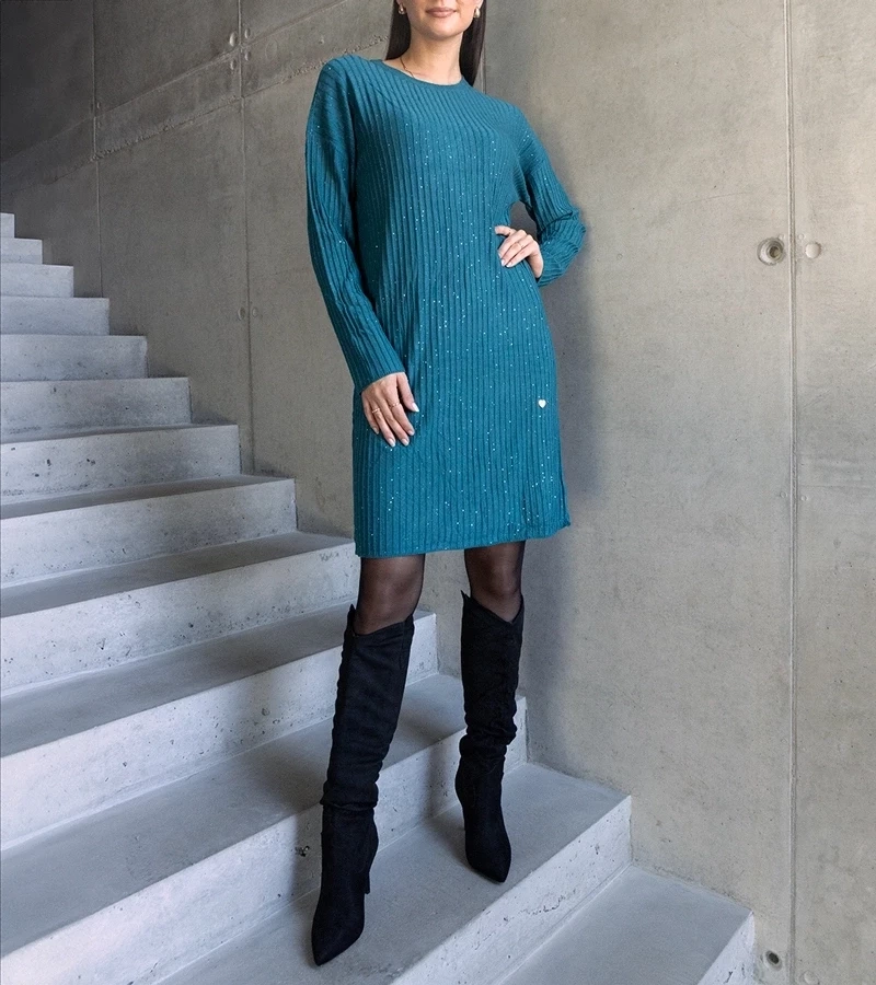 marka niezdefiniowana Rochie midi verde cu luciu Kadyra