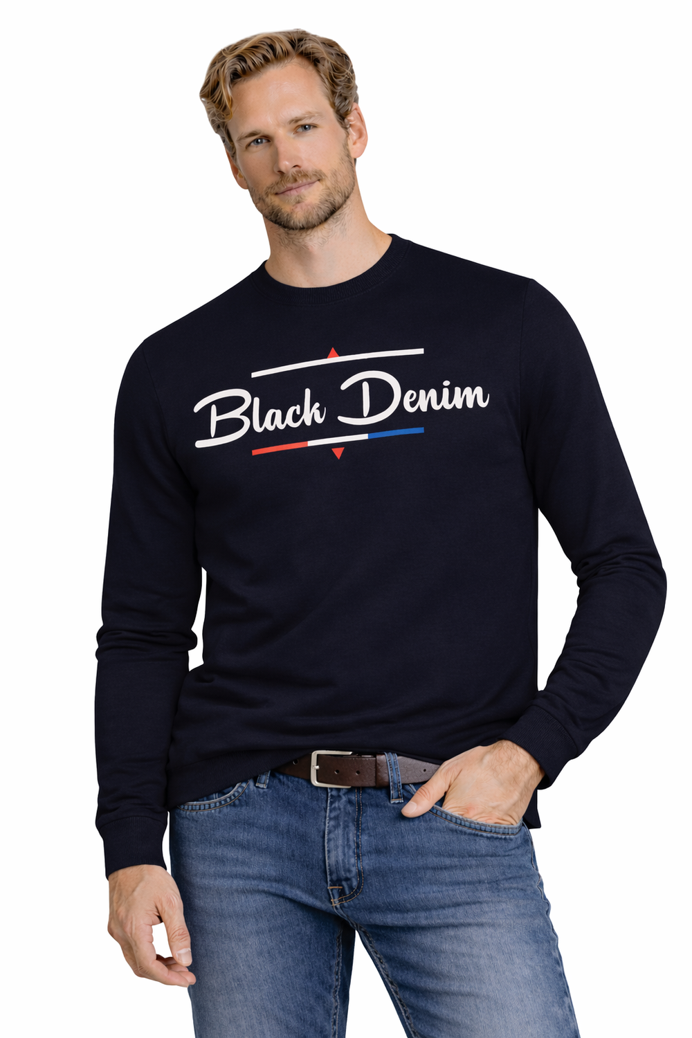 Пуловер с качулка - Мъжки, тъмносин