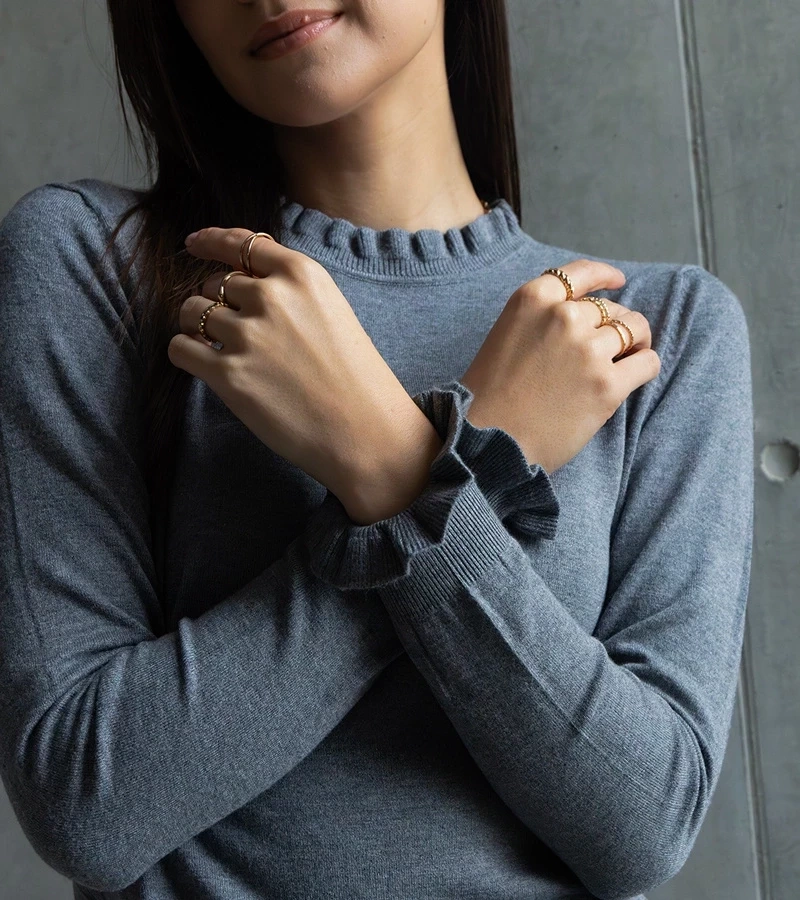 UR/CEO Grey soft sweater with ruffle detail Luel
