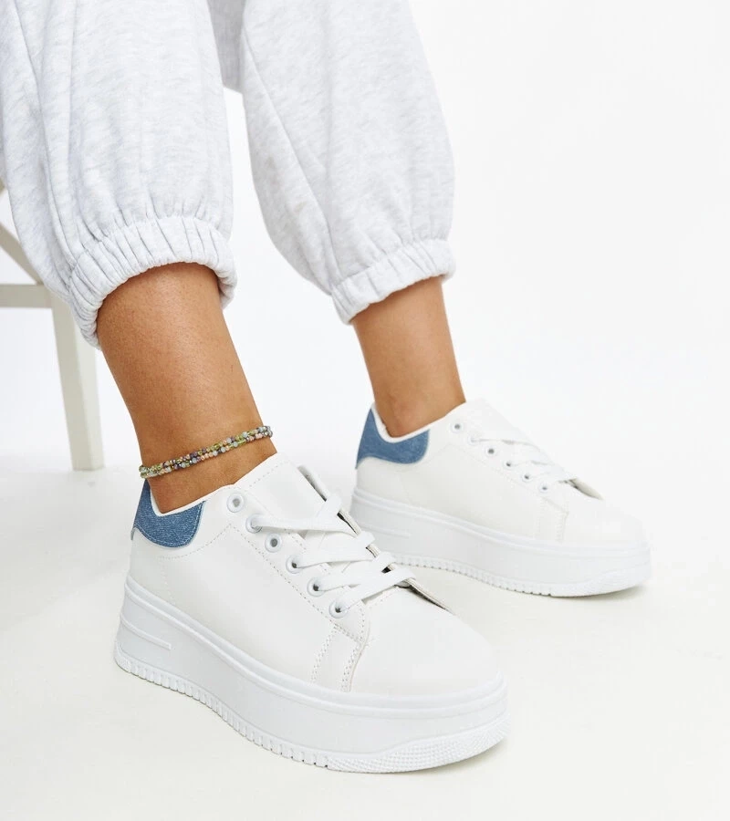 Gemre Pantofi sport albi pe platforma Ottavia