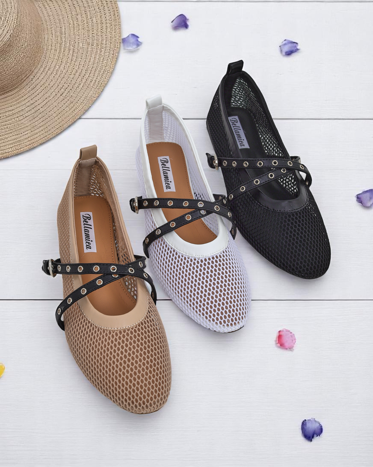 Resti Women&#039;s openwork ballet flats with strap Evanne