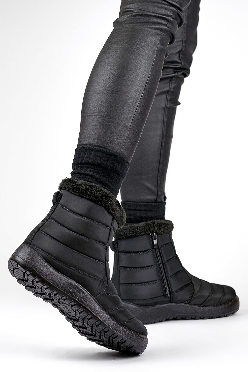 primohurt Śniegowce niskie damskie buty zimowe ocieplane czarne