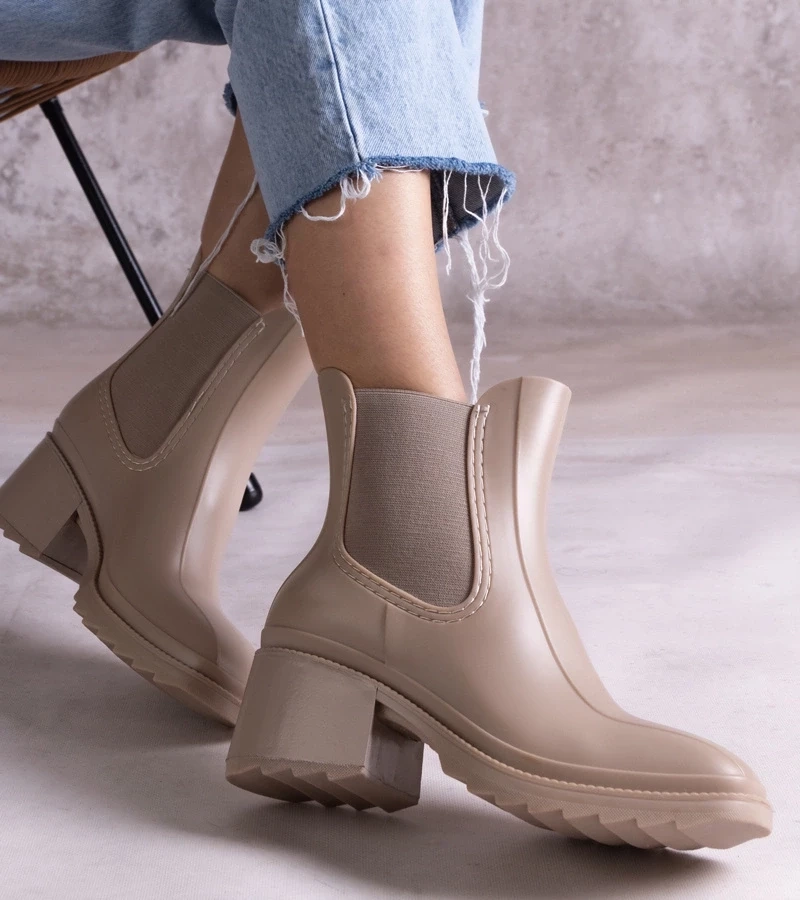 Gemre Botine bej de cauciuc cu toc Surien