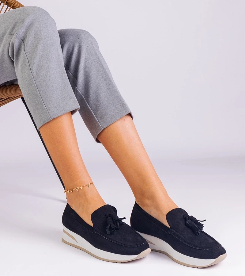 Gemre Mocasini negri pentru femei pe platformă cu ornament Selerina