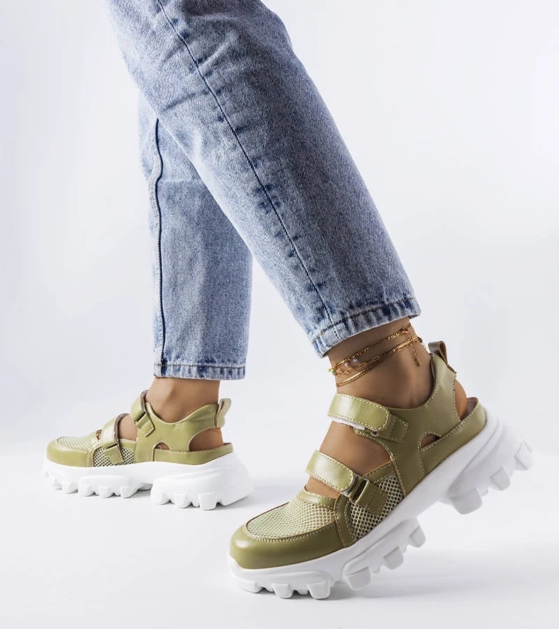 Gemre Adidași de culoare verde pe o talpă solidă Djurs