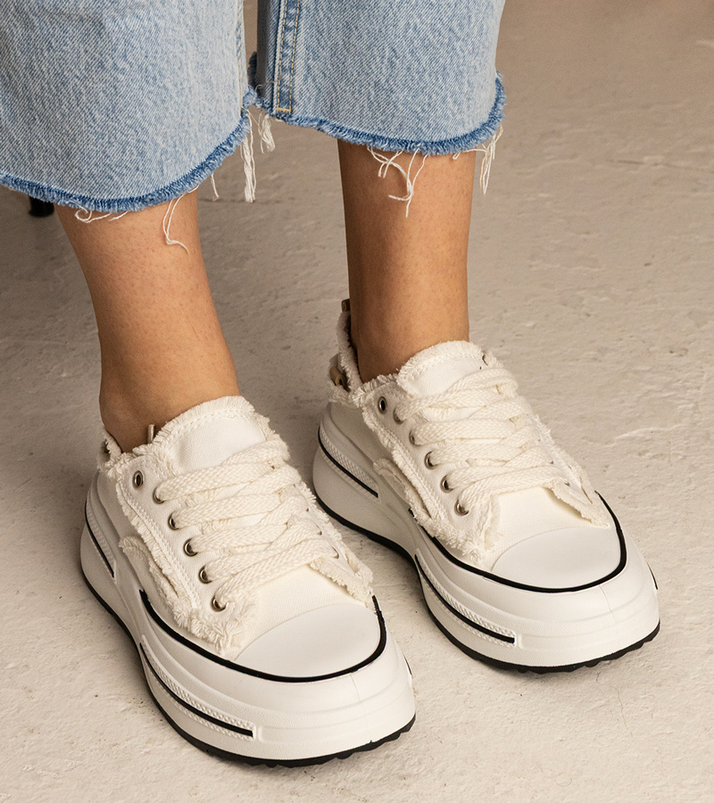 Gemre Adidași albi de damă cu talpă groasă Kallara