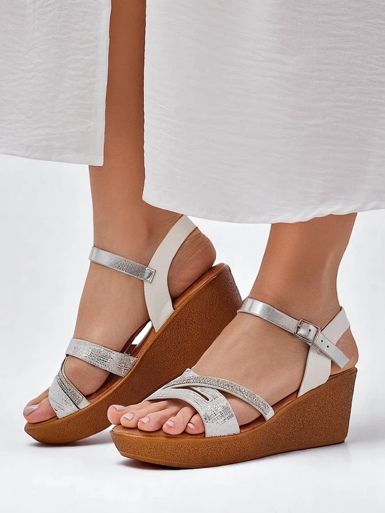 Resti Women's wedge sandals with rhinestones and glitter Eclat