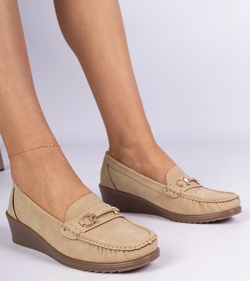 Gemre Mocasini damă maro pe pană cu finisaj mat Sambada