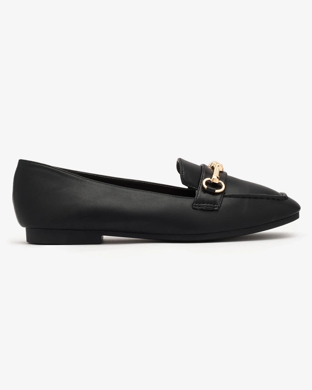 Resti Black women&#039;s moccasins with gold embellishment Olerika