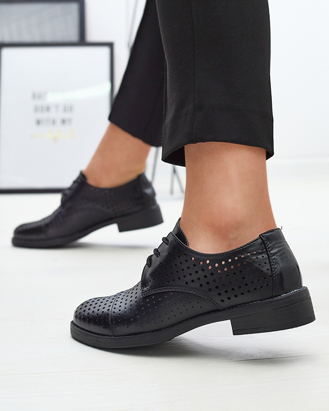 Resti Openwork black women's eco leather half shoes Azedvo- Footwear