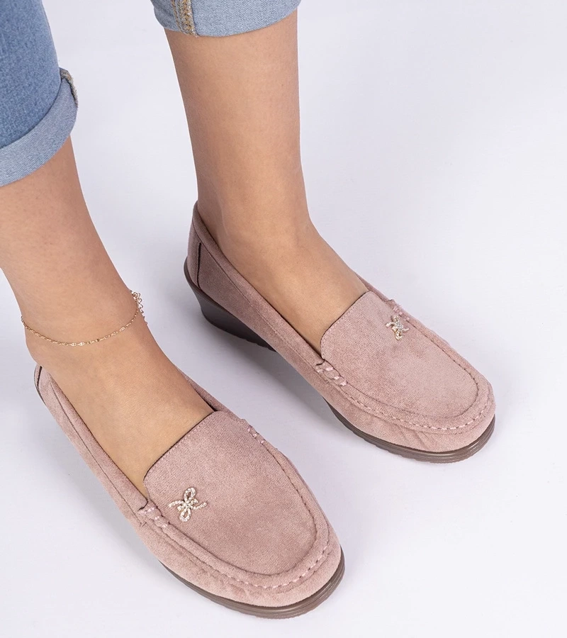 Gemre Sarimi pantofi damă roz cu platformă din piele ecologică întoarsă