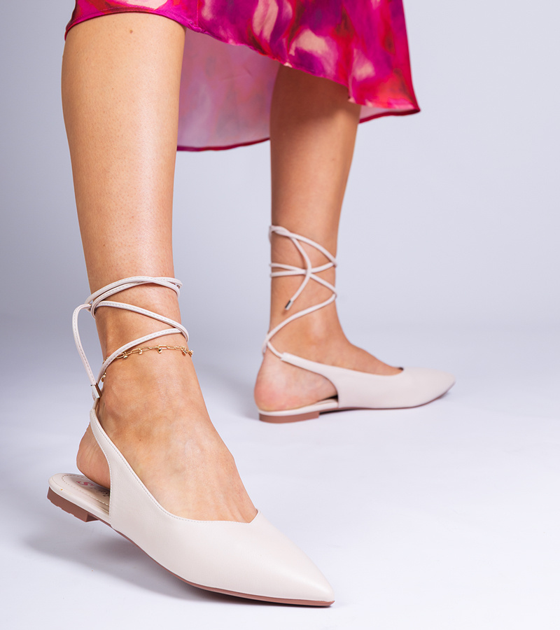 Gemre Pantofi bej cu toc jos din piele ecologică Terry