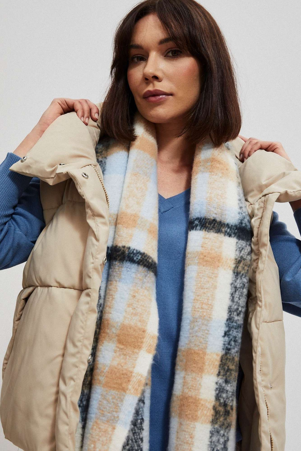 Marisse Check scarf with fringes