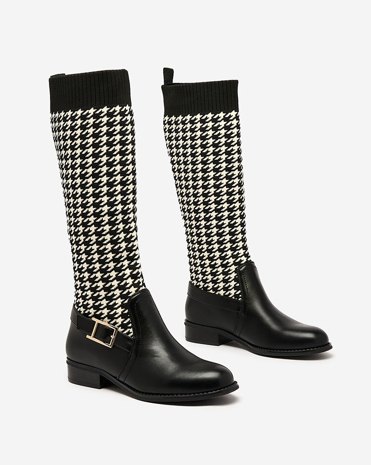 Resti Black women&#039;s high boots with pepite pattern Aledive