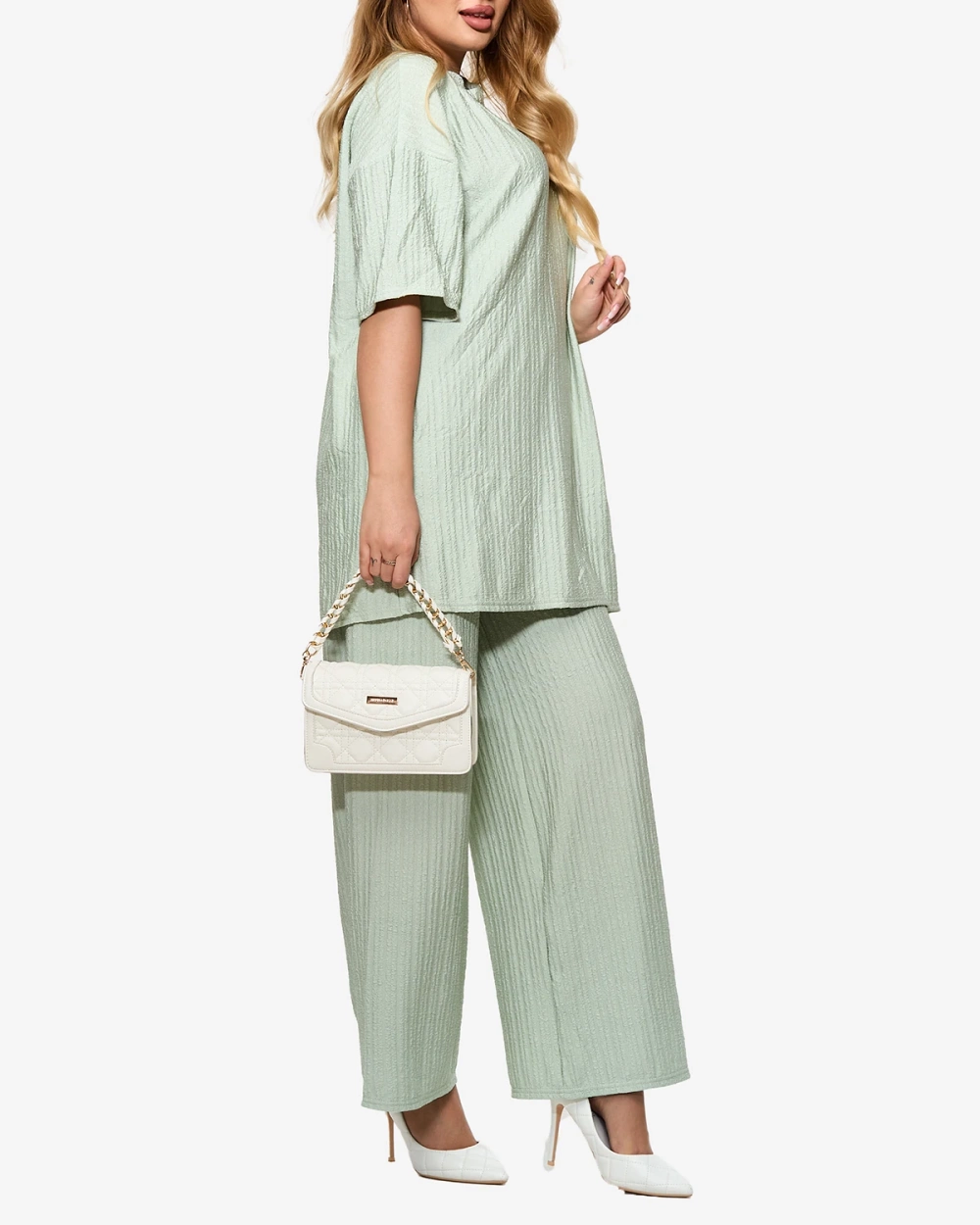 Resti Women's ribbed set in mint color- Clothing
