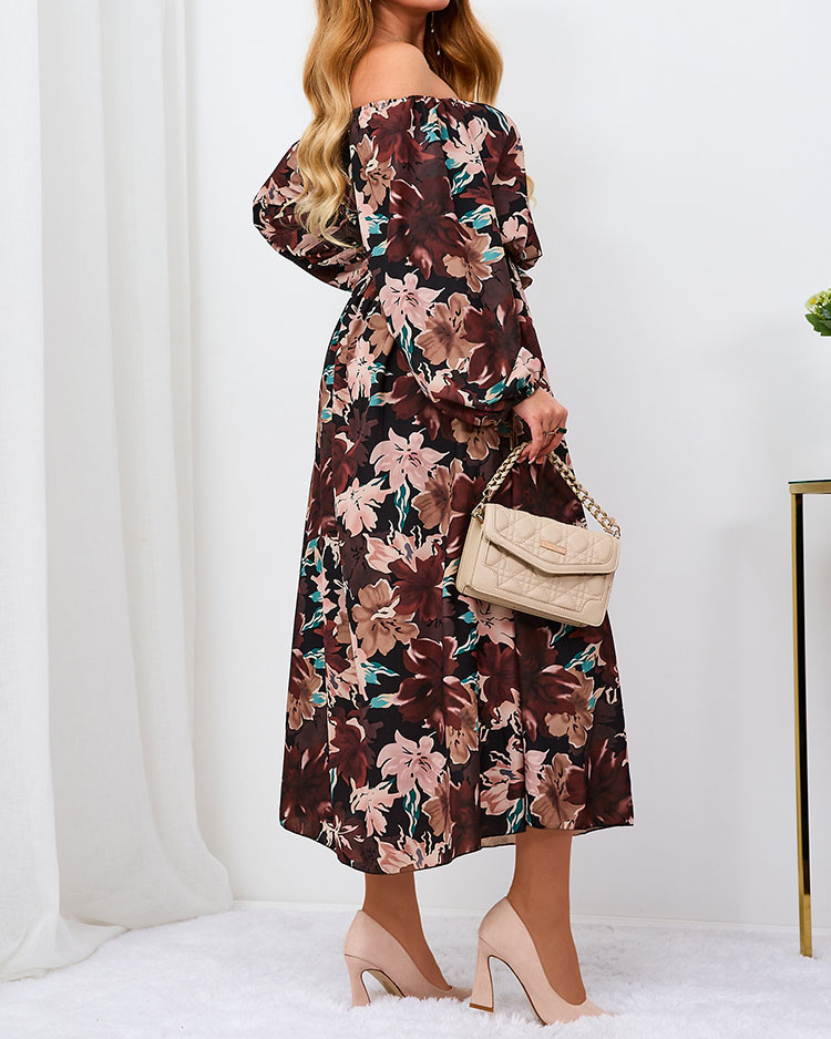 Resti Black and brown floral maxi dress for women