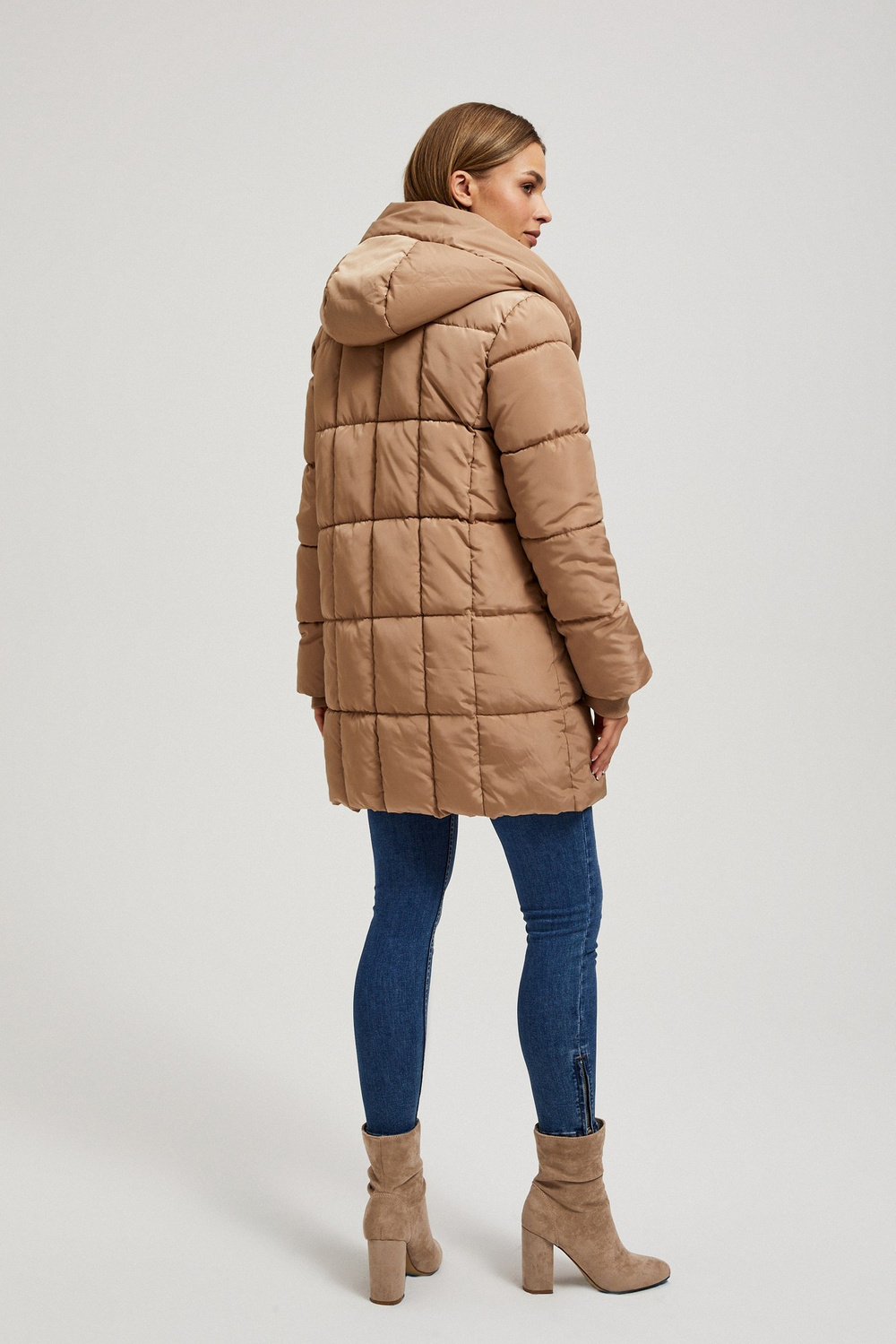 Marisse Quilted Jacket With Hood, Dark Beige