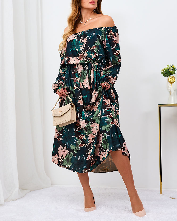 Resti Black and green floral maxi dress for women