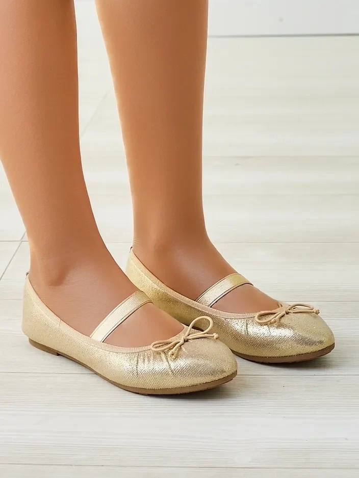 Resti Shiny womens ballet flats with a bow and elastic Safte